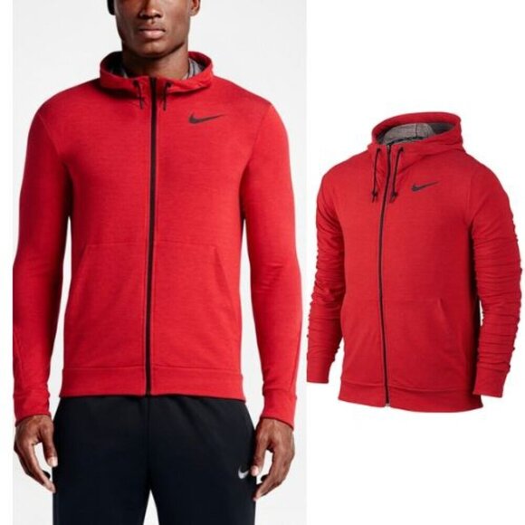 Nike Other - NIKE Men's Red Dri-FIT Training Fleece Full Zip Hoodie Size Medium 54262